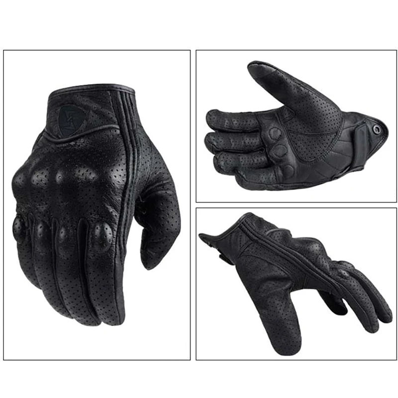 

Motorcycle Gloves black Racing Genuine Leather Motorbike white Road Racing Team Glove men summer winter