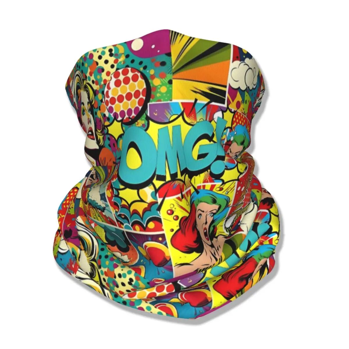 Comic Colorful Book Panels Bandana Neck Cover Printed Mask Scarf Multi-use Balaclava Riding for Men Women Adult Windproof