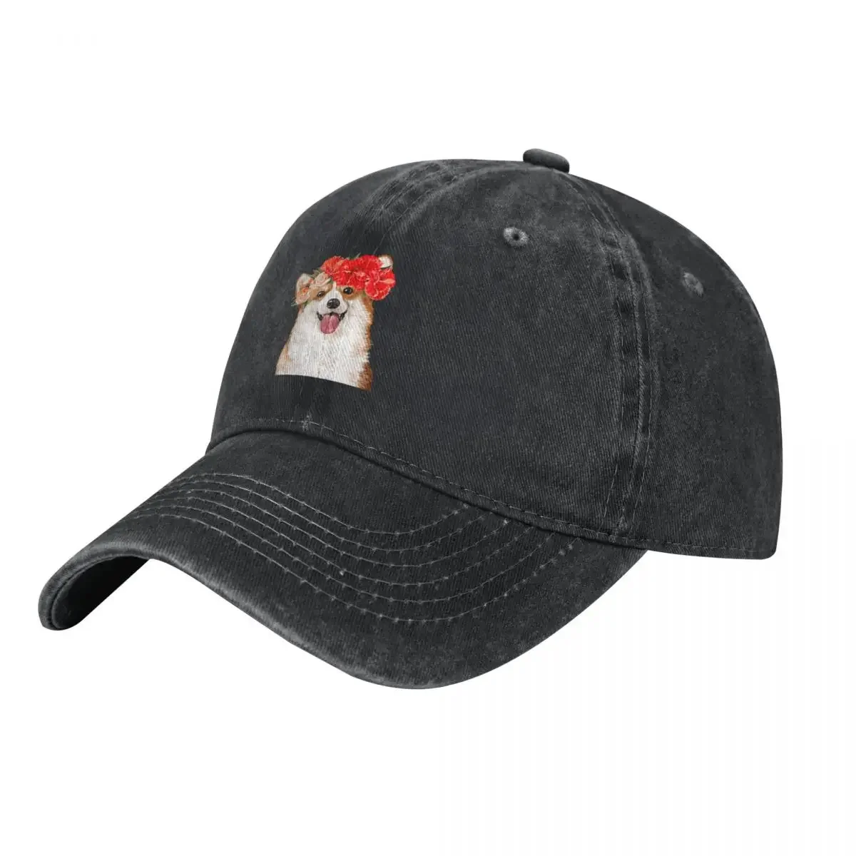 

Corgi with Flower Crown in Pink Baseball Cap Snapback Cap Sports Cap Anime sun hat For Women 2025 Men's