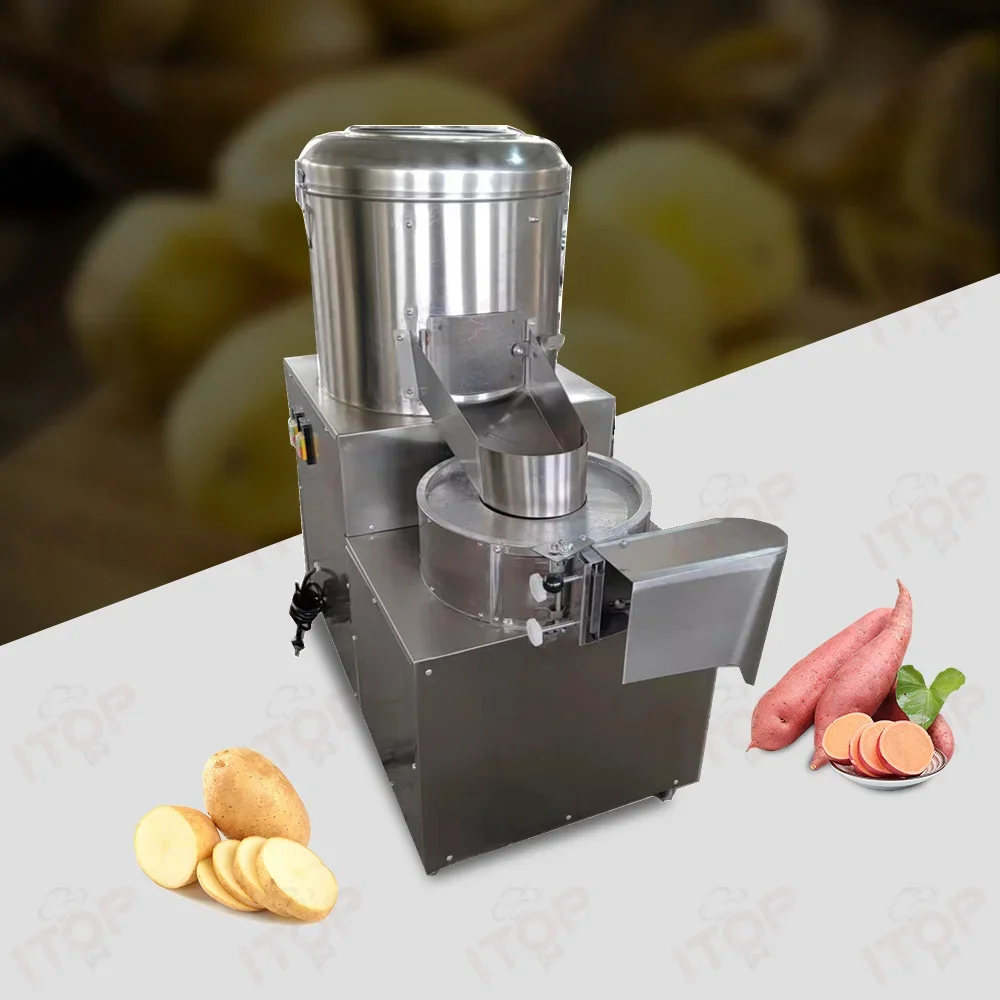 Stainless Steel Electric Potato Washing Peeling Slice Strip Cutting Slicing Making Machine