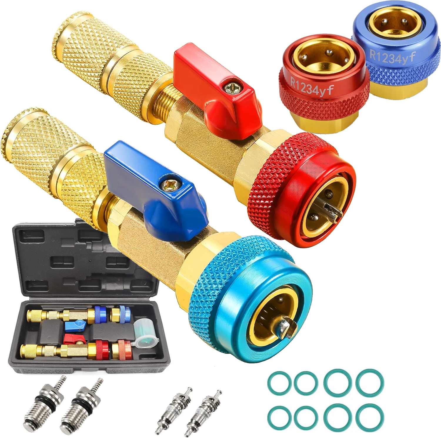 R134A R1234YF Valve Core Tool Air Condition Valve Core Refrigeration Schrader Valve Core Remover Tool with O-Ring Rubber Seal