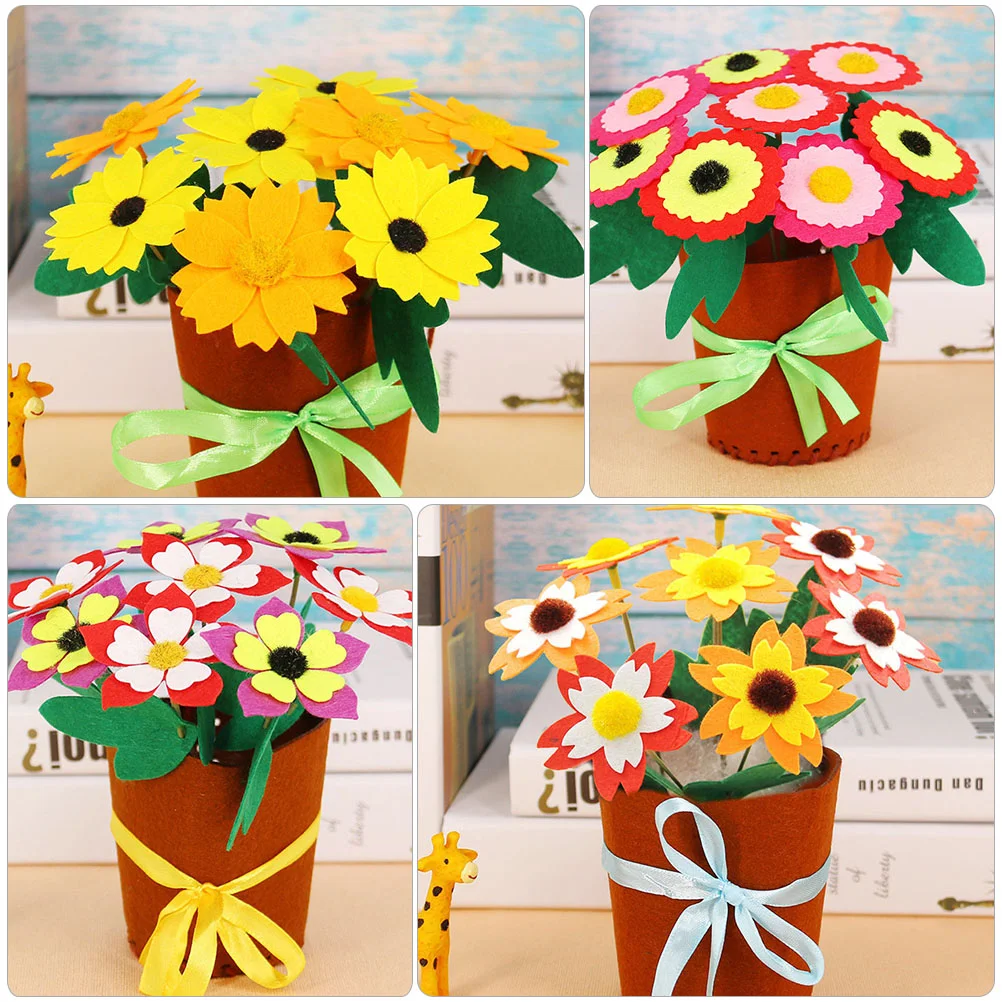 5 Sets Handmade Potting Material DIY Flower Kit for Kids Ornaments Basket Craft Kits Non-woven Fabric Supplies Child Gifts