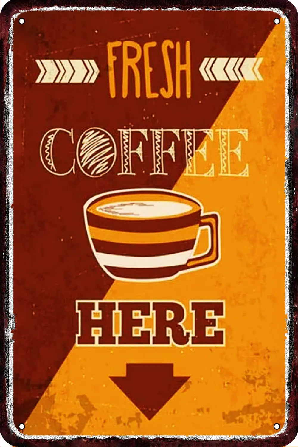 Fresh Coffe Here Vintage Metal tin Sign Metal Wall Decor Retro Art Tin Sign Look  Decorations for Home Kitchen Garage Bathroom F