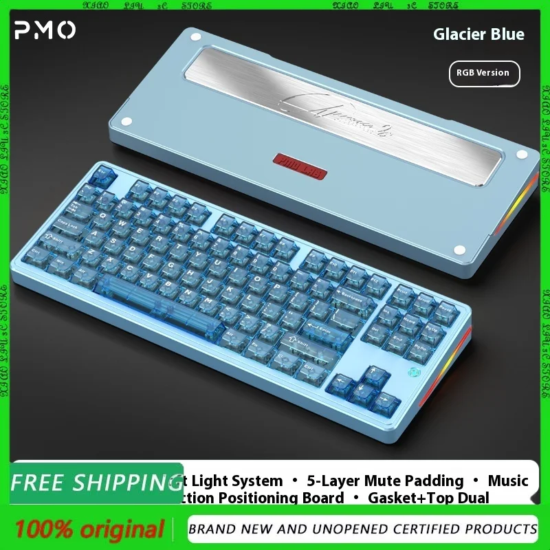 

Трехрежимная механическая клавиатура PMO Aurora 80, изготовленная на заказ алюминиевая беспроводная Bluetooth, трехрежимная игровая, киберспортивная, 87 клавиш