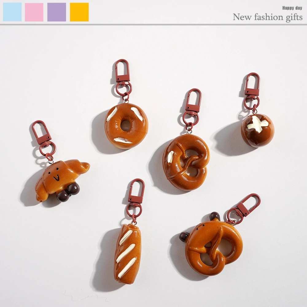 2025 neue Trend Legierung Harz Pretzel Brot Schlüsselbund Student Kopfhörer Dekoration frauen Auto Schlüssel Cartoon Schlüssel Ring Zubehör Geschenk