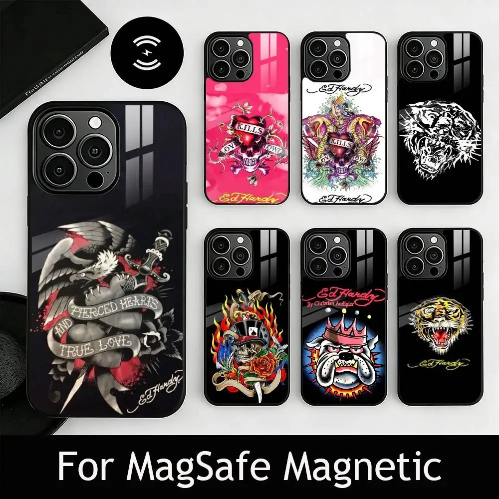 

Чехол для телефона F-Fashion Ed Style Brands для iPhone 17, 16, 15, 14, 13, 12, 11 Plus, Pro, магнитный, с беспроводной зарядкой MagSafe