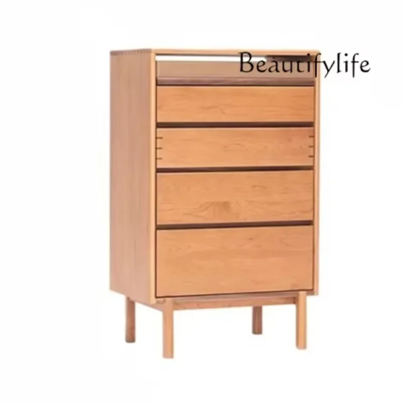 

Retro Chinese style bedroom living room small apartment drawer cabinet bedside five buckets solid wood locker storage cabinet