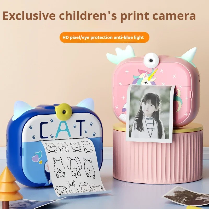 Digitale Kinderkamera, Sofortdruck, Foto, Mini-Thermodrucker für Fotografie, Video, Lernspielzeug, Geschenk für Kinder