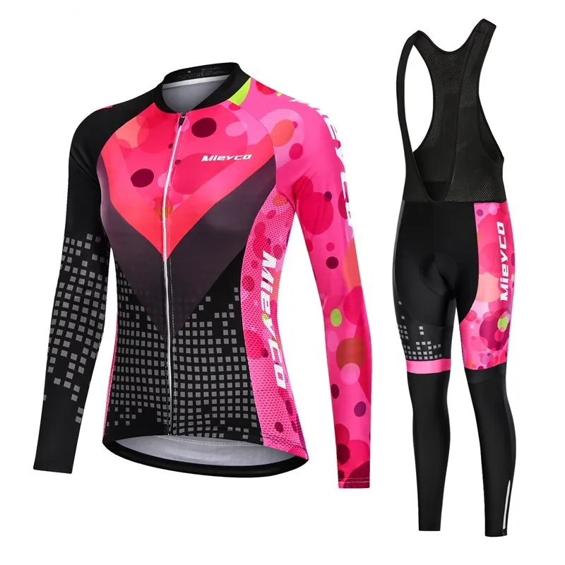 Bike Woman Clothing Road Bike Suit Mtb Cycling Jersey Set Women\'s Mountain Bike Cycling Bib Pants Jumpsuit Long Sleeve Vtt Cloth