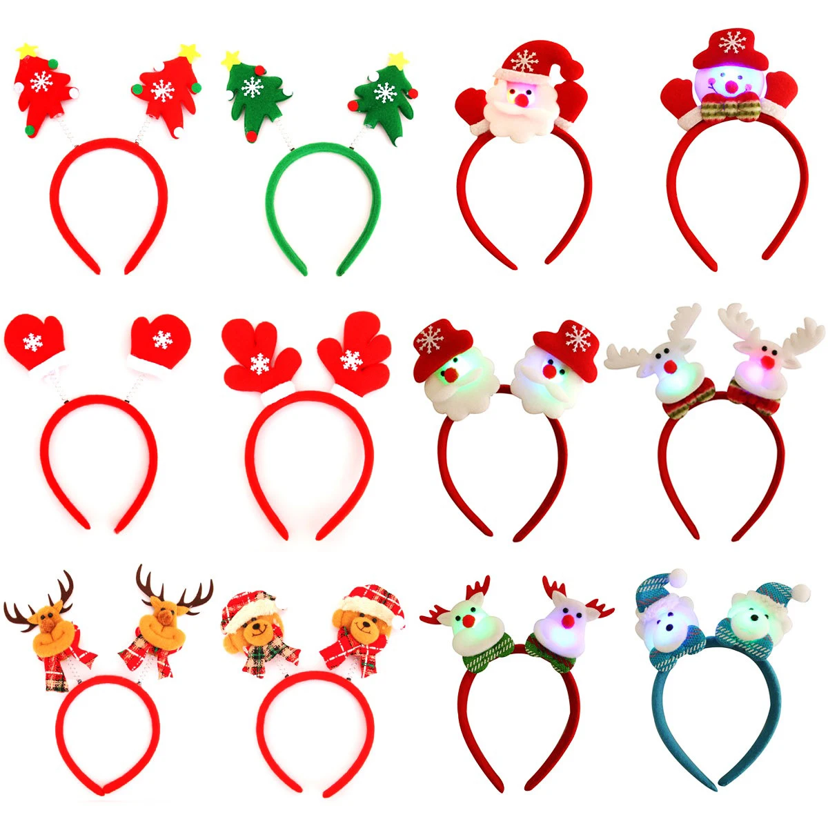 Christmas Headband Santa Claus Elk Antlers Reindeer Headband Cosplay Ears Led Glowing Ornaments Party Christmas Hair Accessories