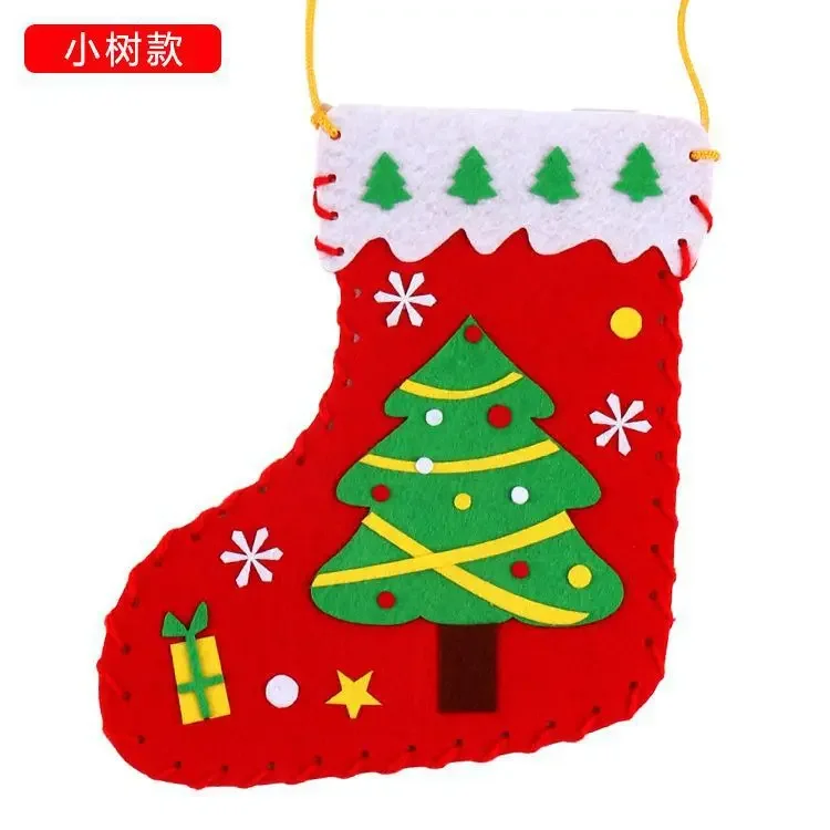 1pc 3-6T Security DIY Children's Handmade Christmas Socks Kindergarten Christmas Creative Decoration Party Supplies Gifts