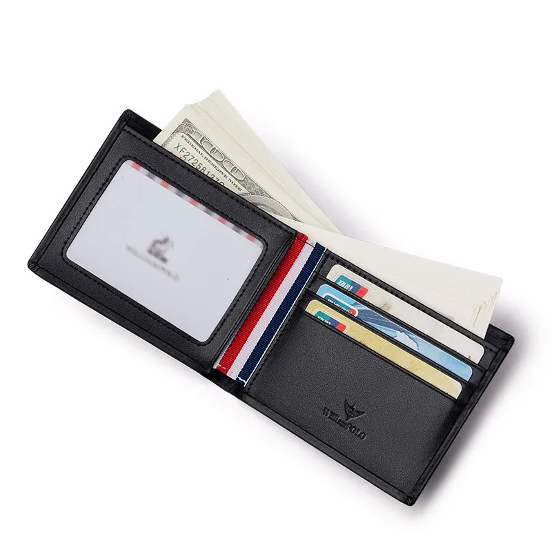 WILLIAMPOLO Men Wallets 100% Genuine Leather Small Wallet Business Bifold Credit Card Holder Wallet For Man Portefeuille Homme