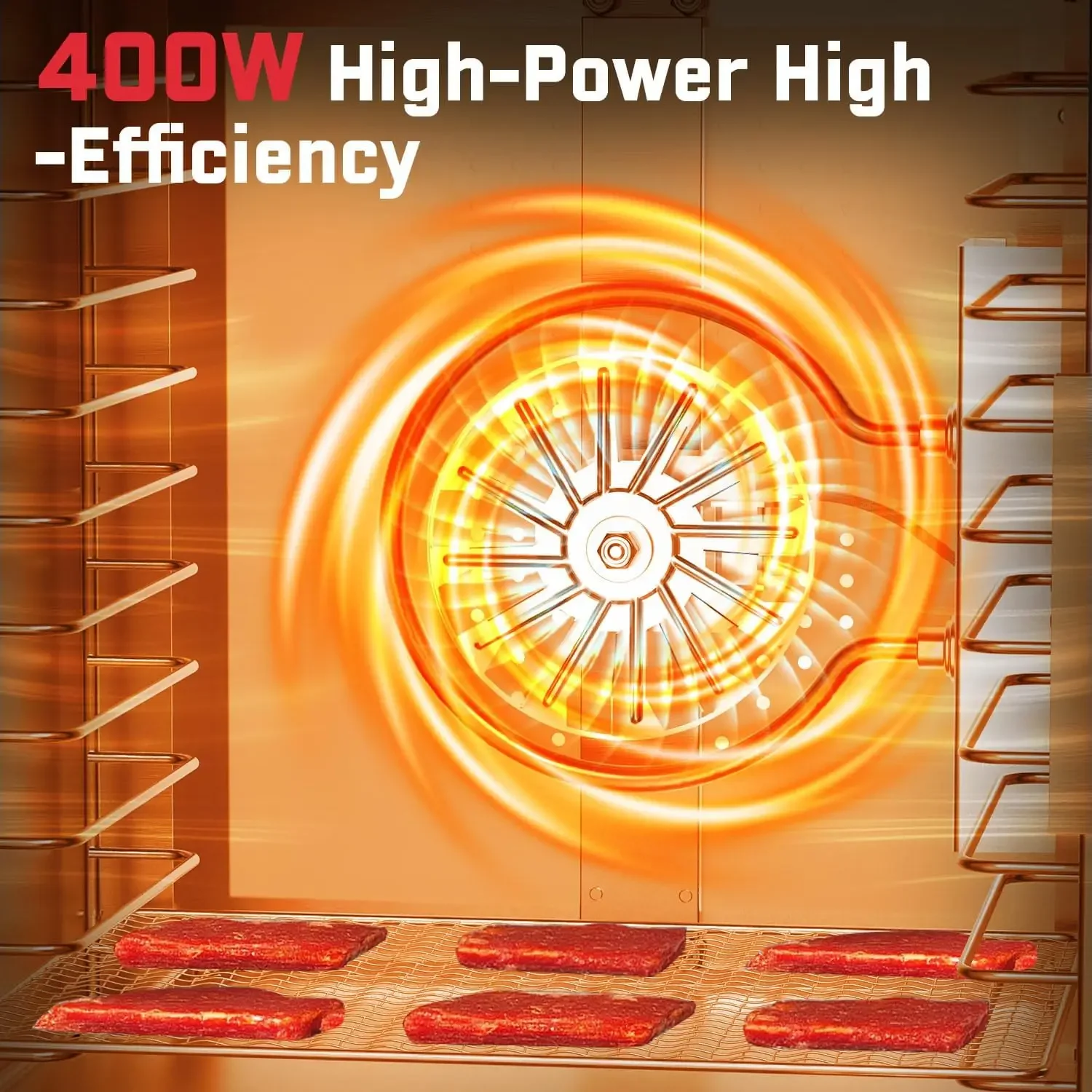 8-Tray Stainless Steel Food Dehydrator, 400W with 4 Presets | Digital 24H Timer, 85°F-195°F Temp Control, Dual-Fan 360°