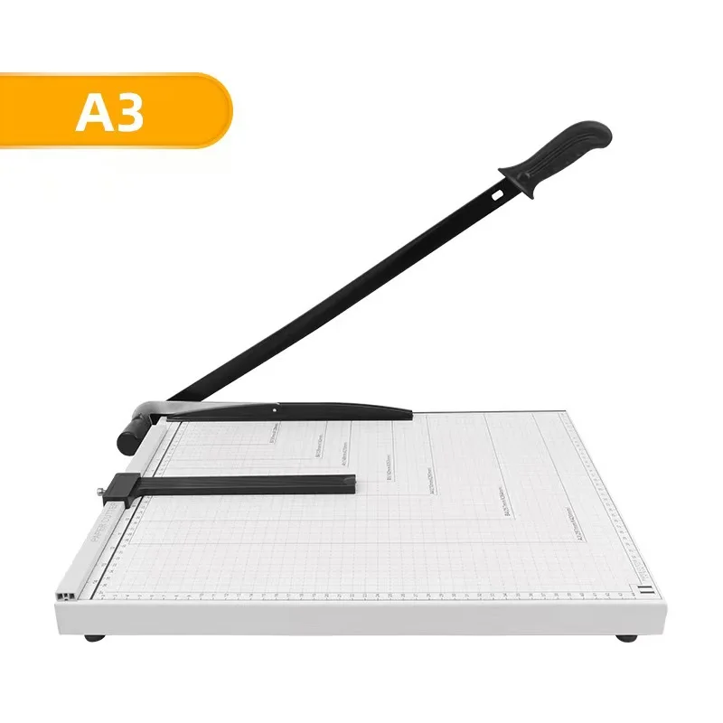 Manual A4 A3 Paper Trimmer Guillotine Cutter with Carbon Steel Blade and Safety Lock, Multi Size Photo Card Cutting Machine for