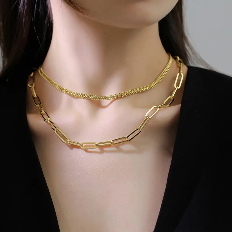 

Best-selling Korean-style ins trendy cool minimalist layered chain, elegant snake bone chain, European and American sexy necklac