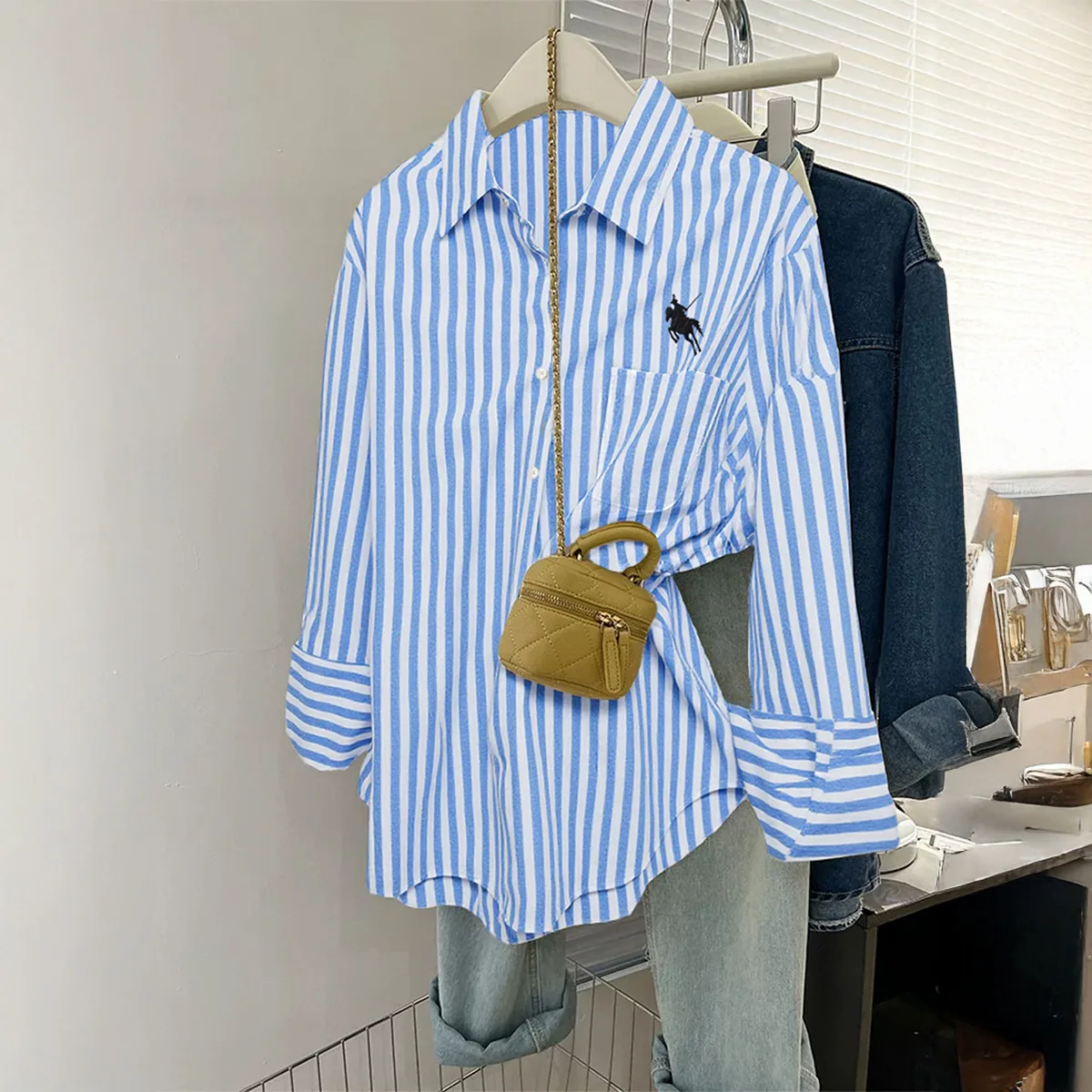 

Vacation Solid Color Long-sleeved Button-up Top Shirt Women's Clothing 2025 Autumn And Winter Station