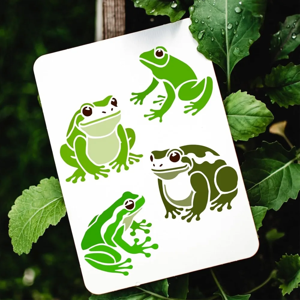 Frogs Stencil for Painting with Brush 11.8x11.8inch Reusable Frogs Pattern Template Hollowed Animal Frogs for DIY Wall Furniture view 6