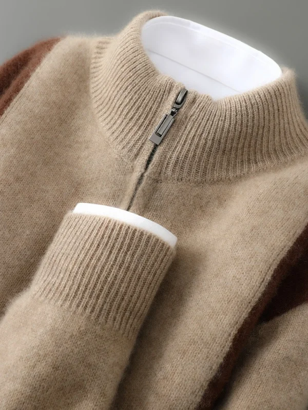 

Осенний новый мужской кардиган из 100% чистой шерсти, утолщенное повседневное шерстяное пальто, деловой повседневный вязаный кашемировый топ