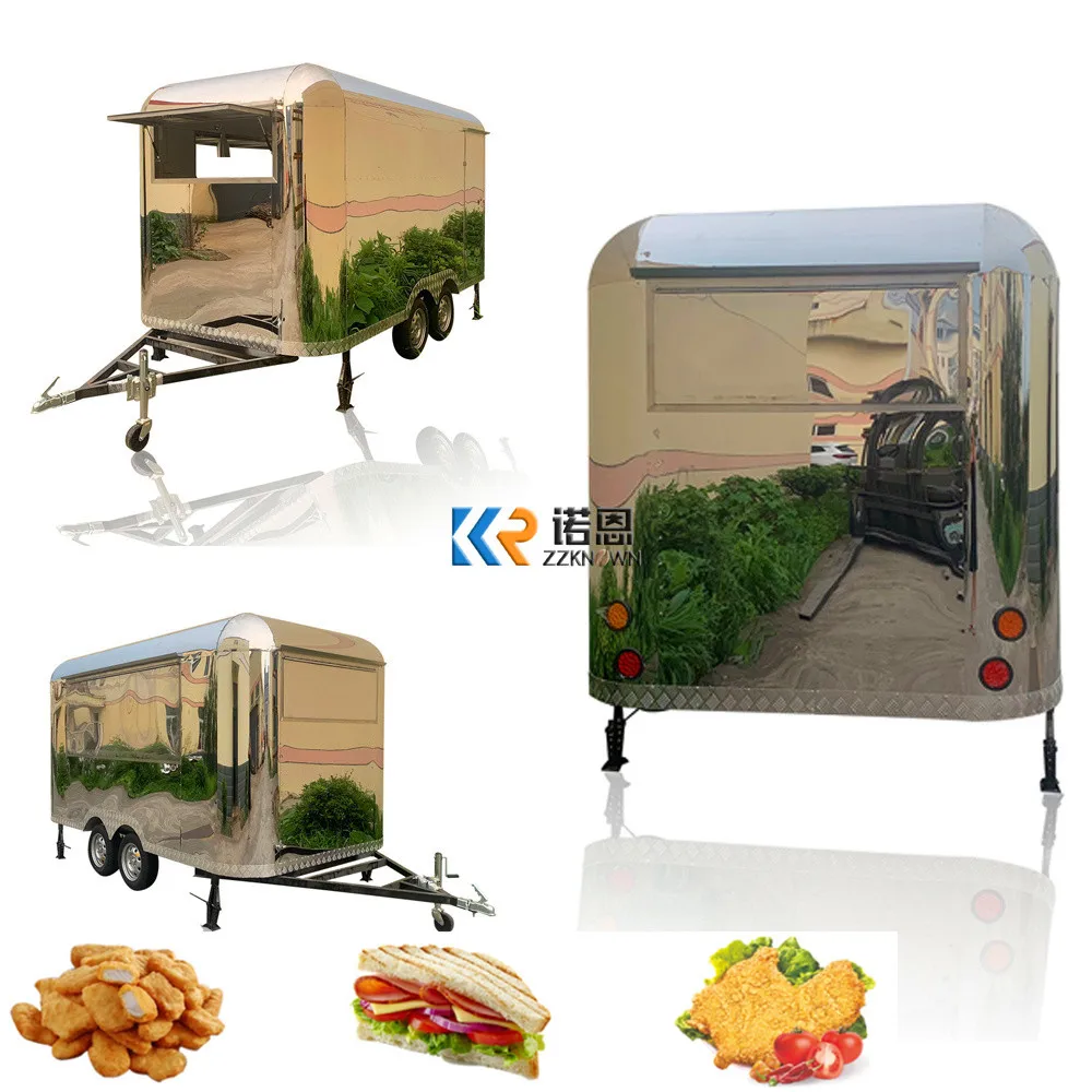 OEM Mobile Air Stream Food Trailer Galvanized Hot Food Vending Truck for Sale Fryer Chicken Griddle Snack Hot Dog Cart