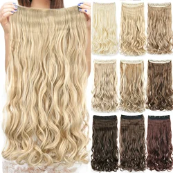 Long Wavy Synthetic Sunny Blonde Clip In Hair Extensions Fake Hair Clip Ins One Piece Hair Pieces for Women