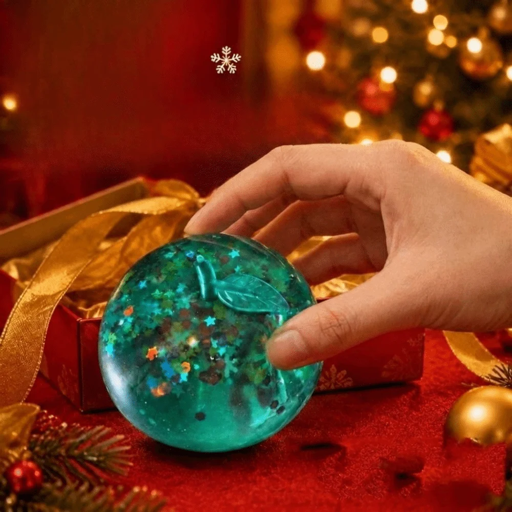 Soft TPR Christmas Snowflake Squeeze Transparent Glitter Sequins Fruits Squishy Kneading TPR Snowflake Sequins Pinch Le Adult