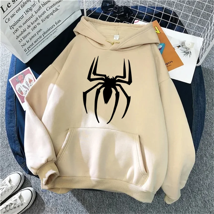

Women Hoodies Fashion spider Printed Hip Hop Fleece Woman Casual Male Punk Gothic Hoody Pullover Unisex Streetwear Y2K Clothes