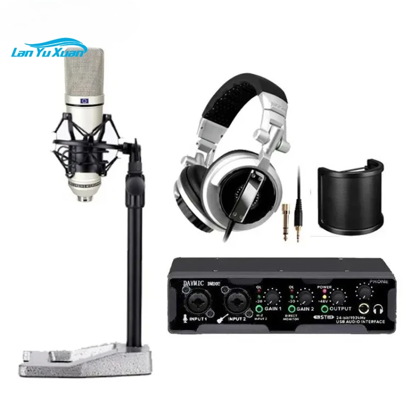 

Professional Studio Audio interface recording Monitor Microphone Headphone home music singing Broadcast Equipment Kit
