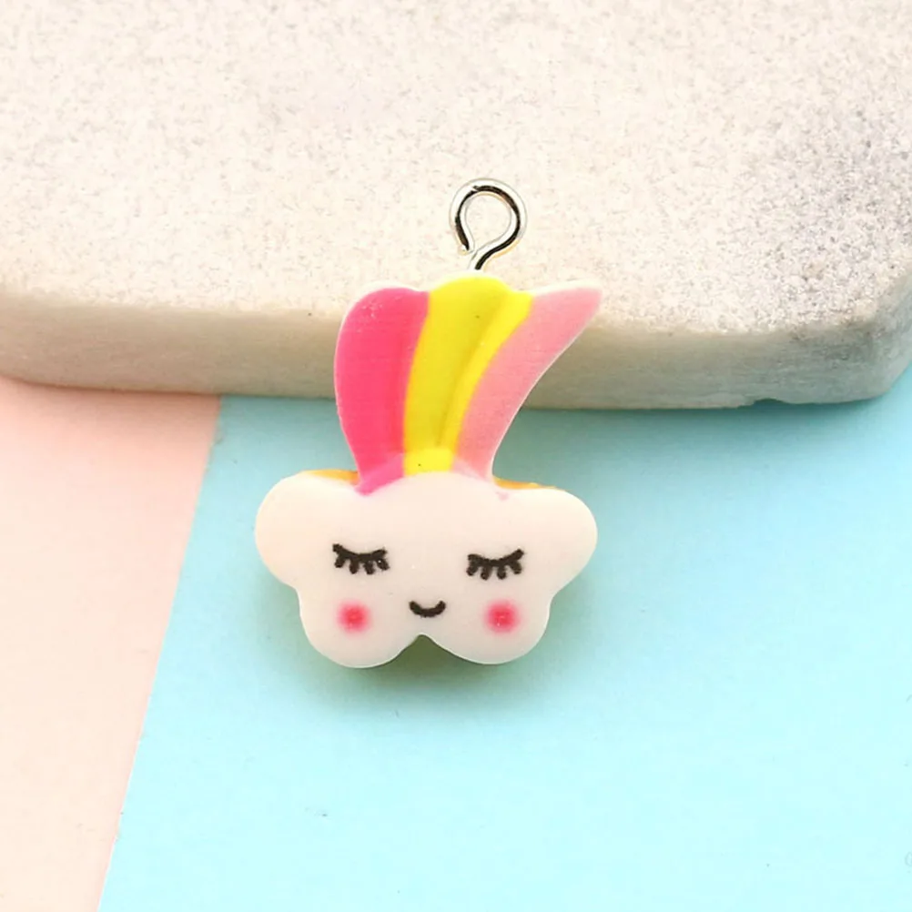 

20pcs Unicorn Rainbow Cloud Earrings Charms Cute Decorative Pendants DIY Jewelry Resin Pendant For Necklaces Bracelets Lovers