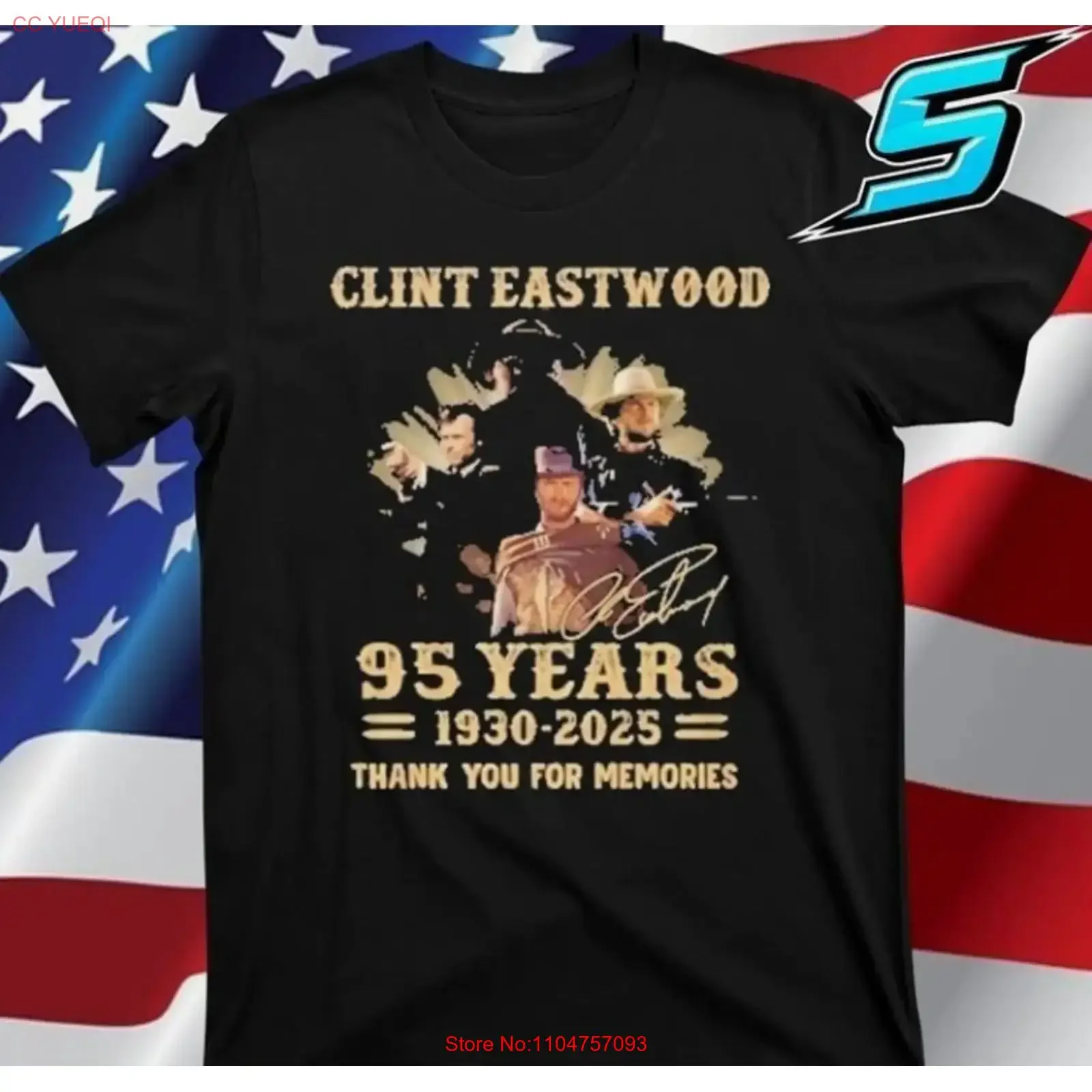 Clint Eastwood 95 Years 1930 2025 Thank You For The Memories T Shirt vintage Washed Soft fashion Top For Everyday Wear graphic