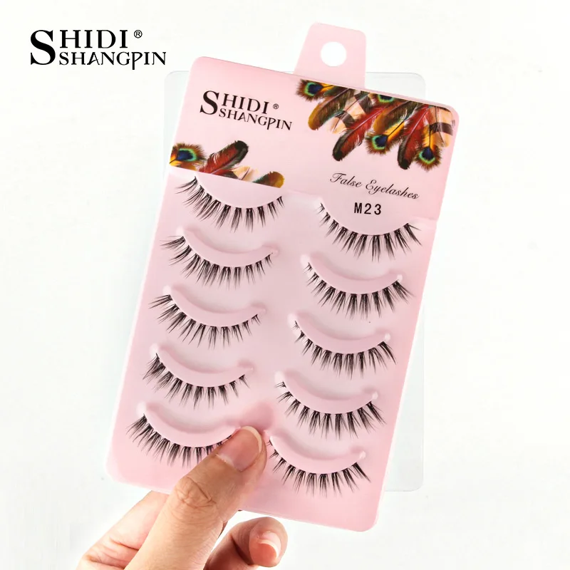 SHIDISHANGPIN 3/5 Paar halbe Wimpern, transparenter Stiel, unsichtbares Band, künstliche Nerzwimpern, wiederverwendbar, falsche Wimpern, natürlich, flauschig – Detail 36