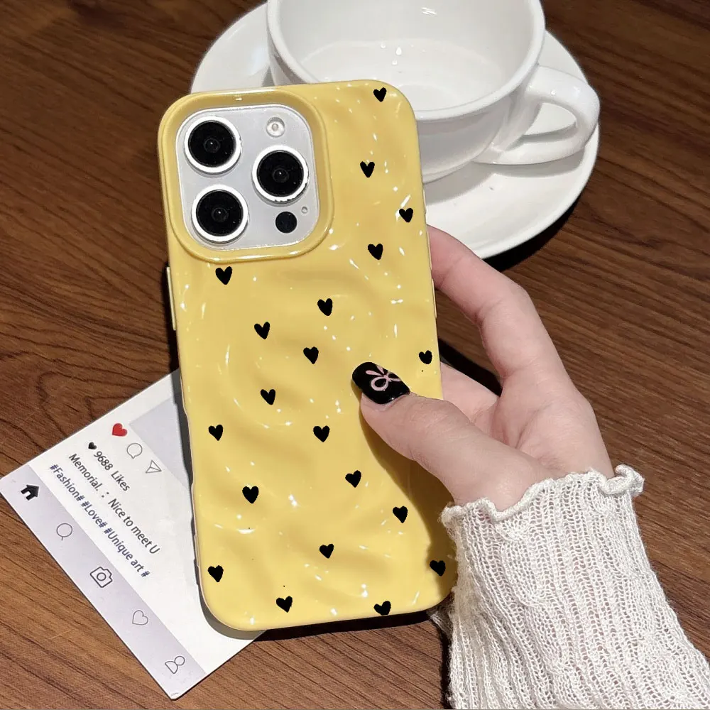 Modische Ästhetische Niedliche Herz-Handyhülle für iPhone 17 Air 15 16 14 Plus 13 12 11 Pro Max 17 Pro Silikon-Softcover – Detail 7