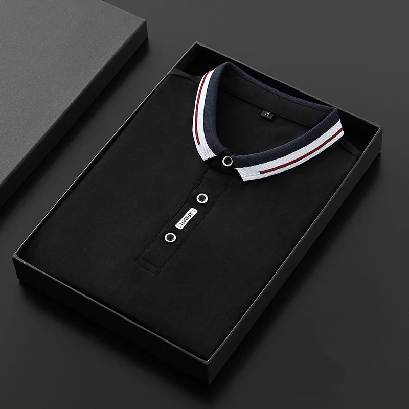 Men's Clothing Summer New Cotton Slim Fit Trend Business Casual Short Sleeve Turn-down Collar Polo T-shirt Breathable Tops