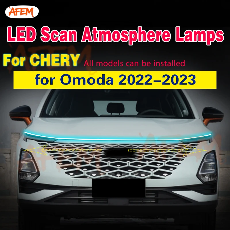 1pcs LED Daytime Running Lights drl fog lamp Flexible For Chery OMODA 2022-2023 DRL LED Scan Starting Car Hood Decorative Lamp