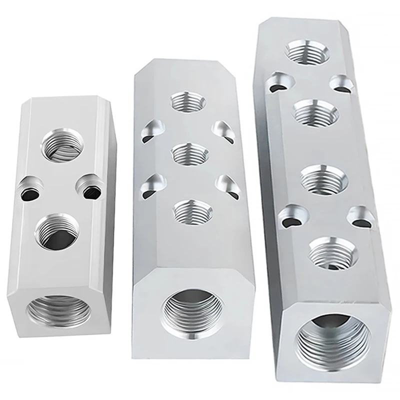 Pneumatic Air Manifold 1/2' 1/4' Multi-Port Air Distribution Base White Aluminium High-Flow Multi-Port Splitter Gas Path Exhaust