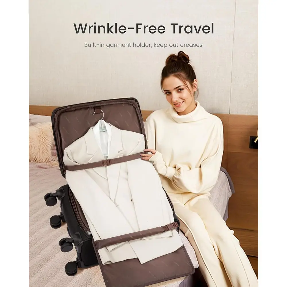 22 Inch Airline Approved Large Softside Spinner Suitcase with TSA Lock, 49L Capacity for Travel