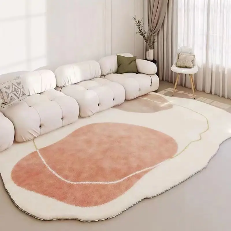 VIKAMA Irregular Cream Style Living Room Bedroom Rug Soft And Skin Friendly Sofa Area Rug Ins Style Minimalist Home Decor