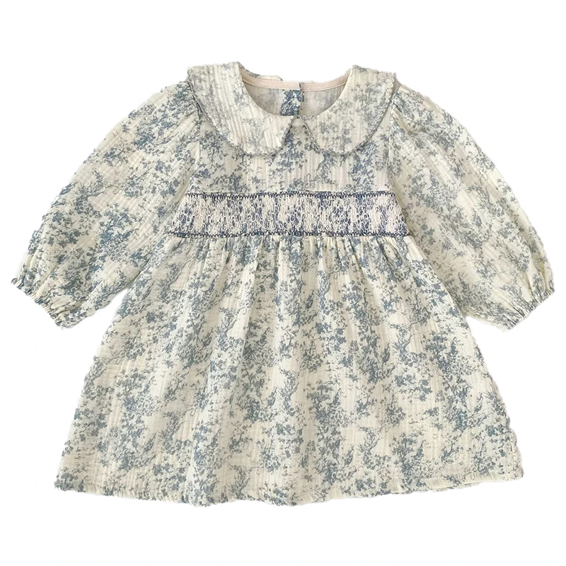 2026 Herbst Frühling Kinder Mädchen Kleid Langarm Gelb Bestickter Kragen Prinzessinnenkleid Koreanische Version Kleid – Detail 15