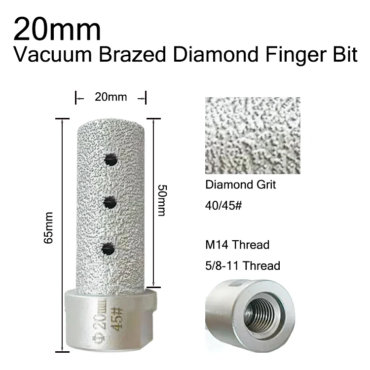 DEYI 20mm M14 Thread Vacuum Brazed Diamond Finger Router Bit Drill Bits for Milling Cuter Enlarging Holes Tile Porcelain Marble