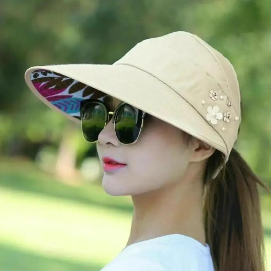 1 Pcs Korean Version Foldable UV Resistant Sun Hat Versatile Women Outdoor Travel Leisure Beach Sun Protection Caps