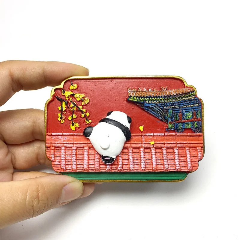 

Chinese Style Creative Personality Forbidden City Architecture Chengdu Giant Panda Magnetic Fridge Magnet Travel Souvenir Home D