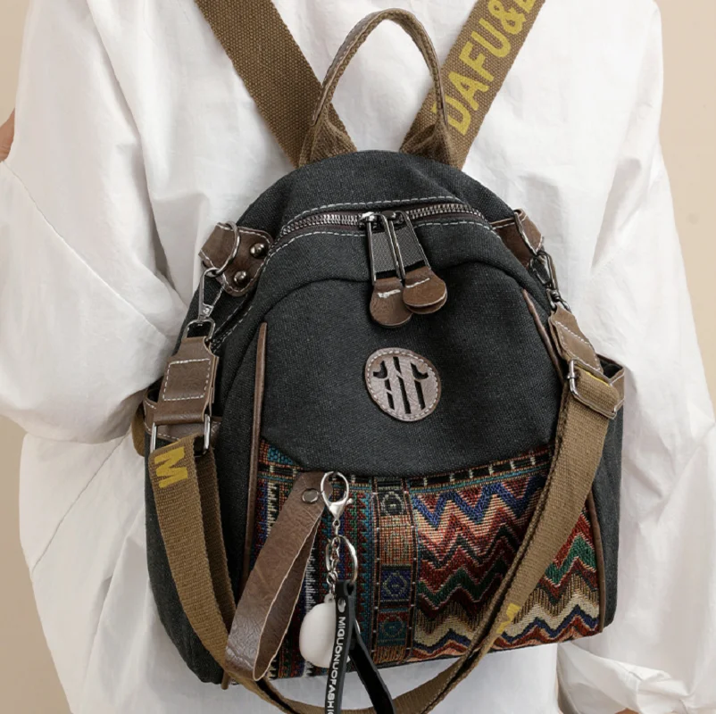 

Korean New Women's High Quality Embroidered Denim Travel Backpacks Large Capacity Shoulder Bags Totes Crossbody Bag Schoolbag