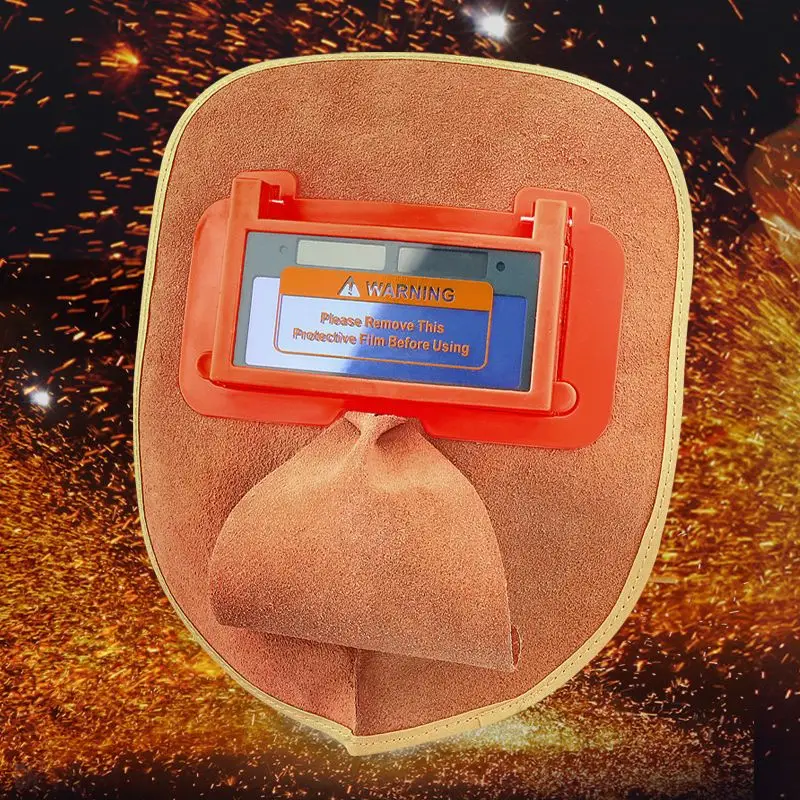 New Welder's Mask Cowhide Welding Mask True Color Automatic Dimming Protection Welding Argon Arc Full Face Helmet