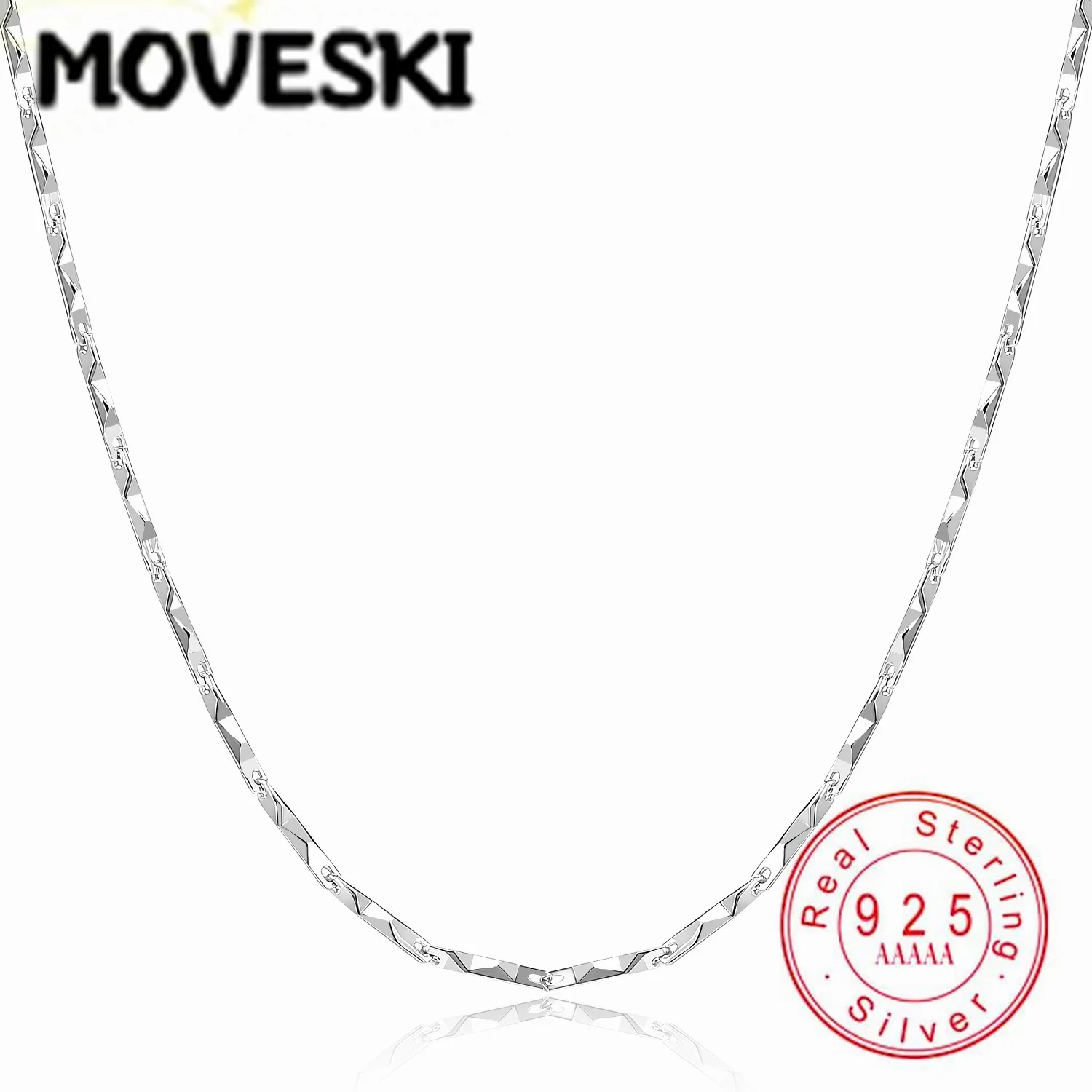 

Real 925 Sterling Silver Chain Necklace Adjustable Blank DIY Pendant Base Thin Sparkling Neck Chain For Women Men Jewelry Gift