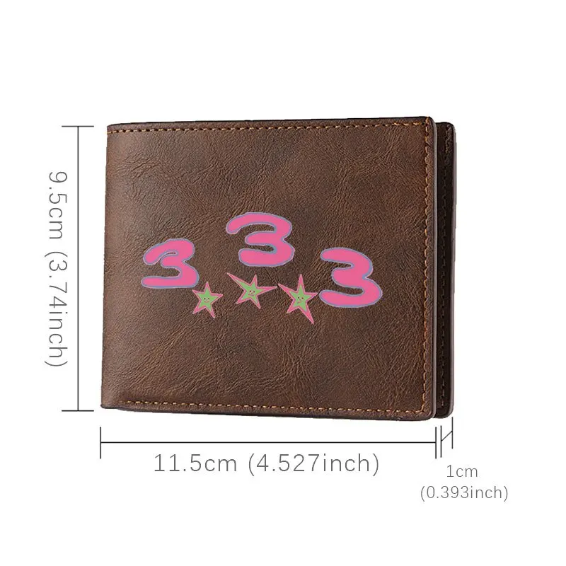 Кошелек из искусственной кожи с логотипом 333 звезд, минималистичный дизайн, легкий, прочный, модный аксессуар унисекс для повседневного использования