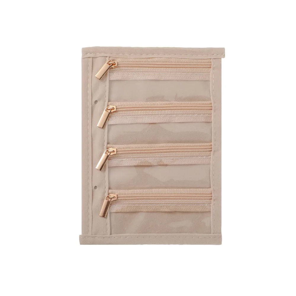 

Сумка-органайзер для украшений: бархатный мешочек для серег, ожерелий, браслетов, колец, прозрачный держатель для демонстрации украшений, с несколькими карманами, на молнии