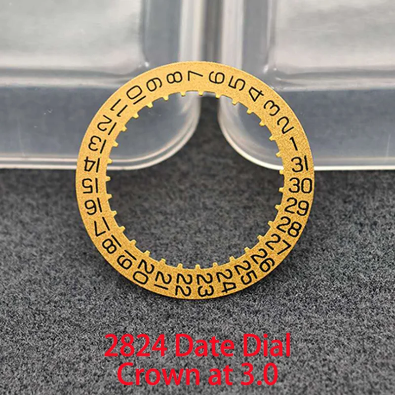 قرص عجلة تاريخ الحركة ETA 2824 لحركة ميكانيكية أوتوماتيكية 2824 تاريخ اليوم عند 3.0/6.0 تاج عند عجلة بيضاء وذهبية وسوداء #4