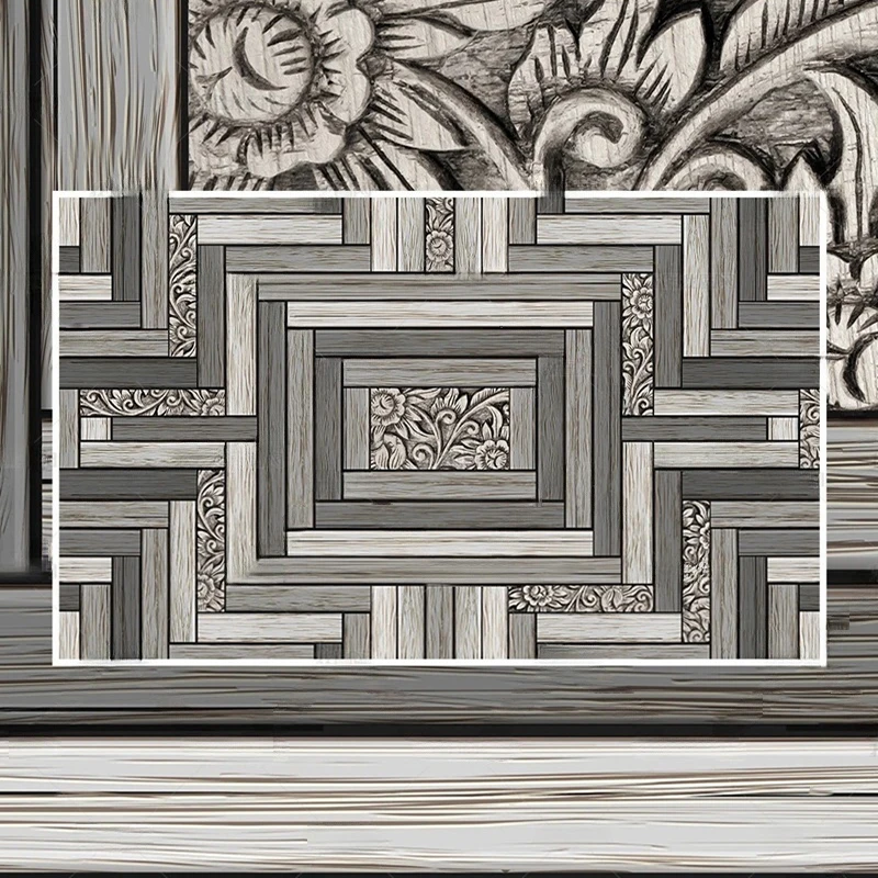 Wallpaper Mural Dinding Gaya Nordik Kustom Efek Panel Kayu Vintage untuk Ruang Tamu Kamar Tidur Dekorasi Rumah Seni Dinding Latar Belakang