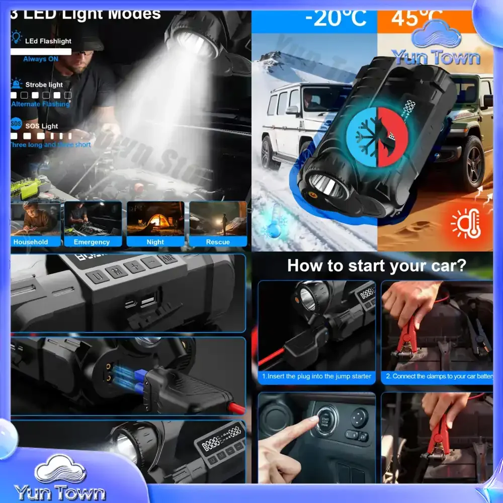 JNQ-13 for Car Ride Battery Inflatable Pump Two in One for Outdoor Camping Lighting Emergency Power Supply Portable Air