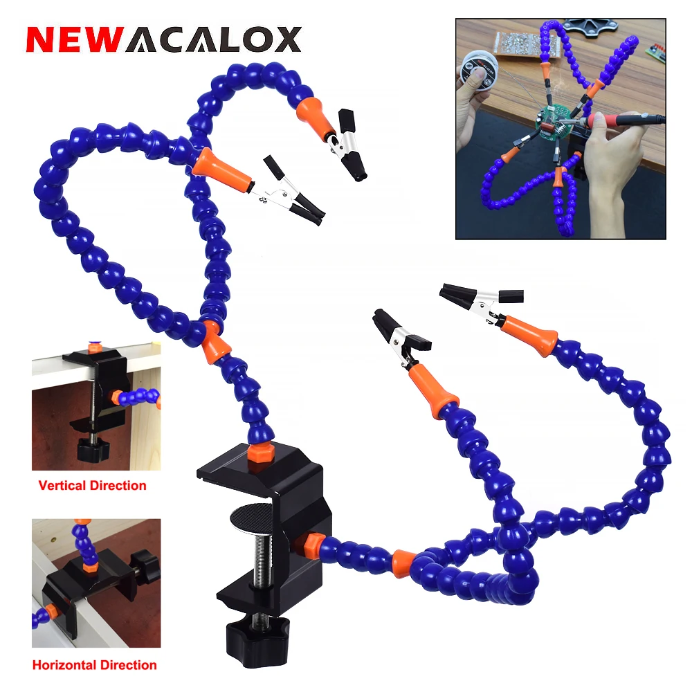 NEWACALOX Multi Soldering Helping Hands Third Hand Tool with 4Pcs Flexible Arms Soldeirng Station Holder For PCB Welding Repair