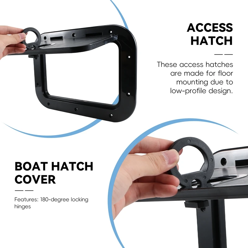 Marine Deck Plate Access Cover Pull Out Inspection Hatch With Latch For Boat Kayak Canoe, 14.96 X 11.02 Inch / 380 X 280Mm -Blac